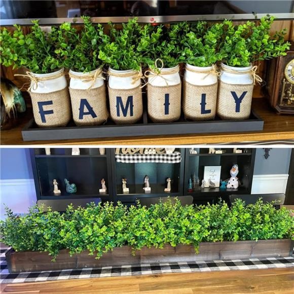 8pcs Artificial Greenery Plants Outdoor UV Resistant Fake Plastic Boxwood Shrubs - Picture 5 of 6